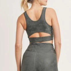 Mono B Athleisure Mono B Gun Metal Metallic Foil Sports Bra New Arrivals