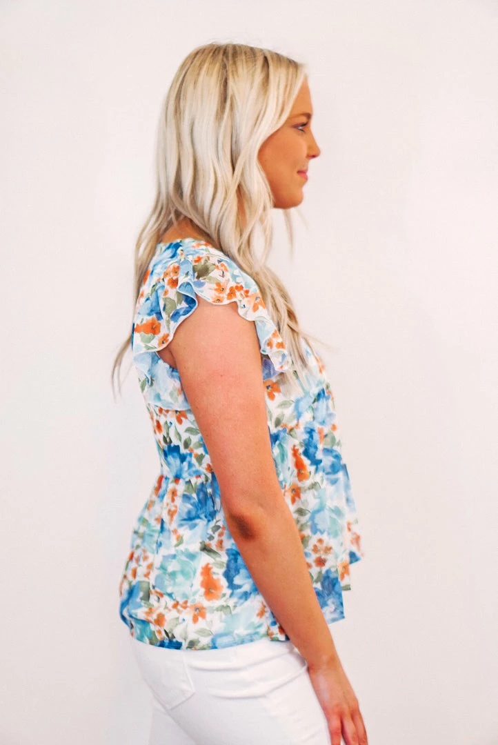 Purple Door Boutique New Arrivals Blue Floral Love Babydoll Top 4 Purple Door Boutique New Arrivals Blue Floral Love Babydoll Top