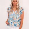 Purple Door Boutique New Arrivals Blue Floral Love Babydoll Top