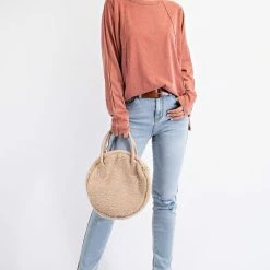 Purple Door Boutique Boxy Babe Strawberry Washed Top Ladies'