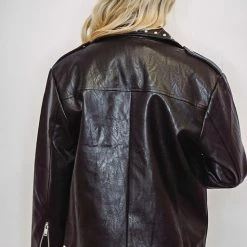 Purple Door Boutique Studded Black Leather Moto Jacket New Arrivals