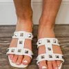 Purple Door Boutique Minerva White Studded Sandals