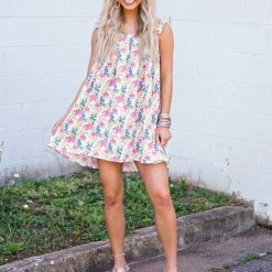 Purple Door Boutique Floral Daydream Ivory Babydoll Dress