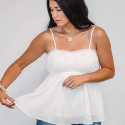 Purple Door Boutique Ladies' Summer Sweetheart Ivory Tank Top