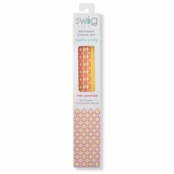 Swig Life Pink Lemonade Reusable Straw Set Accessories/Gifts