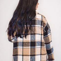 Purple Door Boutique Brown And White Plaid Shacket