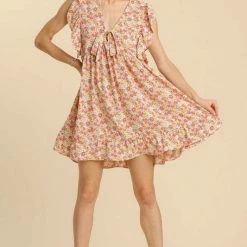 Purple Door Boutique Wishful Tangerine Floral Babydoll Dress