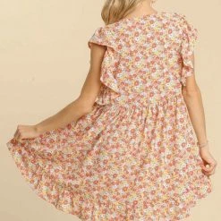 Purple Door Boutique Wishful Tangerine Floral Babydoll Dress