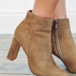 Purple Door Boutique The Taupe Niko Heel Booties New Arrivals