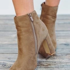 Purple Door Boutique The Taupe Niko Heel Booties New Arrivals