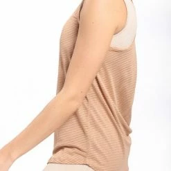 Mono B Athleisure Mono B Taupe Mesh Racerback Tank Top