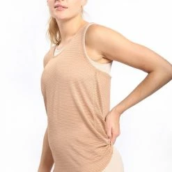 Mono B Athleisure Mono B Taupe Mesh Racerback Tank Top