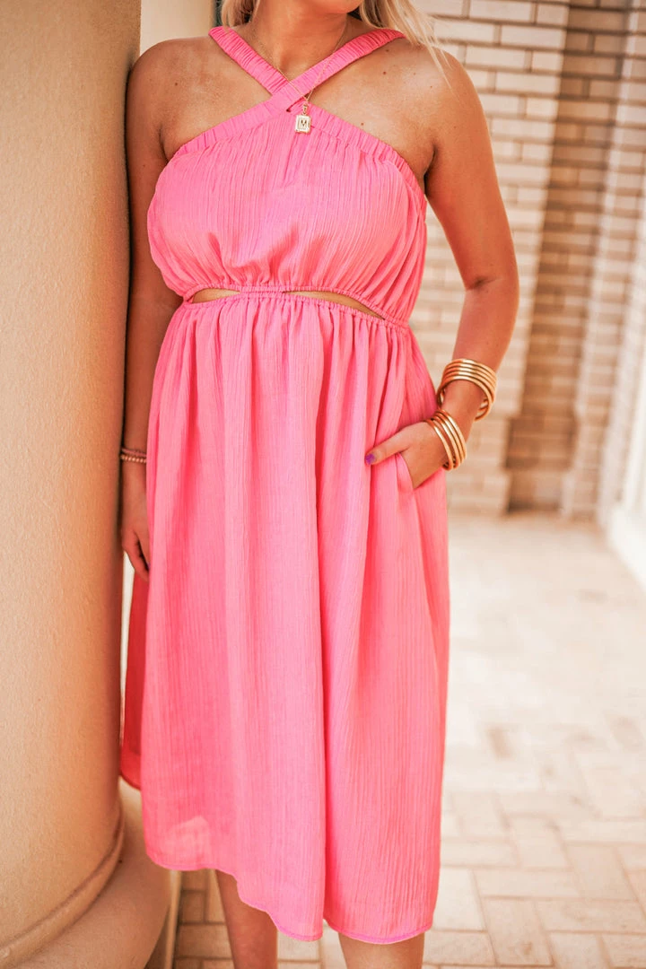 Purple Door Boutique Pink Cutout Textured Midi Dress New Arrivals 3 Purple Door Boutique Pink Cutout Textured Midi Dress New Arrivals