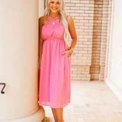 Purple Door Boutique Pink Cutout Textured Midi Dress New Arrivals