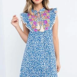 New Arrivals THML Flower Embroidered Blue Dress 12 New Arrivals THML Flower Embroidered Blue Dress