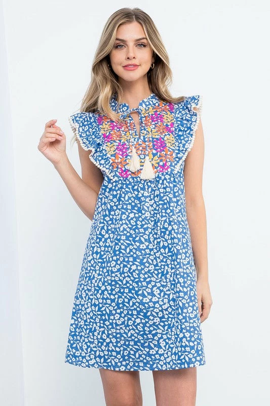 New Arrivals THML Flower Embroidered Blue Dress 6 New Arrivals THML Flower Embroidered Blue Dress