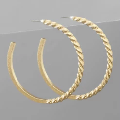 Purple Door Boutique Half Twisted Gold Hoop Earrings New Arrivals