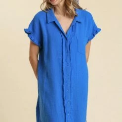 Purple Door Boutique New Arrivals Beach Days Cobalt Blue Gauze Dress