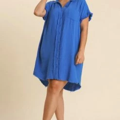 Purple Door Boutique New Arrivals Beach Days Cobalt Blue Gauze Dress