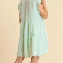 Purple Door Boutique New Arrivals Frayed Style Washed Mint Dress
