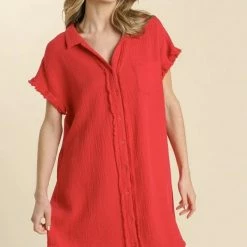 Purple Door Boutique New Arrivals Beach Days Red Gauze Dress