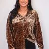 Purple Door Boutique Ladies' Chocolate Velvet Leopard Print Top