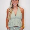 Purple Door Boutique Seaside Dreams Olive Halter Top