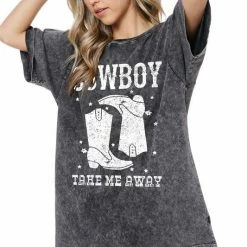 Purple Door Boutique New Arrivals Cowboy Take Me Away Black Tee