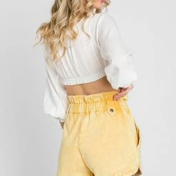 The Purple Door Boutique Washed Buttercup Denim Paperbag Shorts Ladies' 5 The Purple Door Boutique Washed Buttercup Denim Paperbag Shorts Ladies'