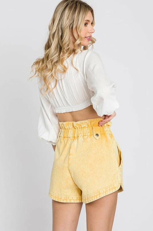 The Purple Door Boutique Washed Buttercup Denim Paperbag Shorts Ladies' 3 The Purple Door Boutique Washed Buttercup Denim Paperbag Shorts Ladies'