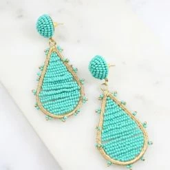 Purple Door Boutique Wheatland Beaded Teardrop Turquoise Earrings Jewelry