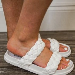 Purple Door Boutique New Arrivals Albina White Slide Sandals
