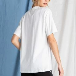 Purple Door Boutique Ladies' Just Roll Oversized Distressed Ivory Graphic Tee