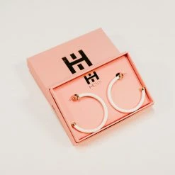 Purple Door Boutique White Large Hoop Earrings Jewelry