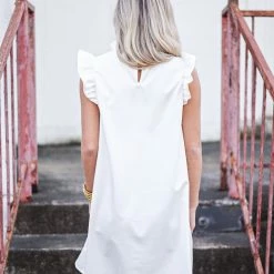 Purple Door Boutique Ladies' Metallic Dreams White Pleather Dress