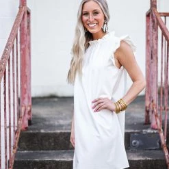 Purple Door Boutique Ladies' Metallic Dreams White Pleather Dress