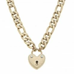 Canvas Jewelry Whitney Padlock Chain Worn Gold Necklace