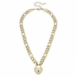 Canvas Jewelry Whitney Padlock Chain Worn Gold Necklace