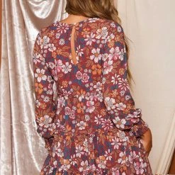Purple Door Boutique Wine Floral Print Babydoll Dress 7 Purple Door Boutique Wine Floral Print Babydoll Dress