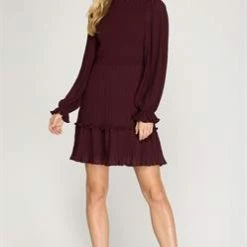 Purple Door Boutique Ladies' Chasing Moonlight Wine Smocked Dress