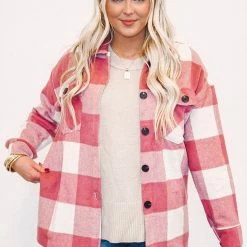 Purple Door Boutique Country Sky Pink Plaid Shacket