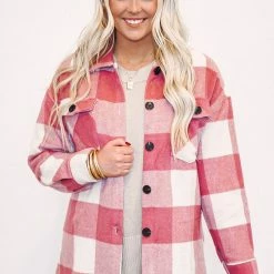 Purple Door Boutique Country Sky Pink Plaid Shacket