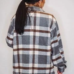 Purple Door Boutique Ladies' Hometown Girl Grey Plaid Shacket