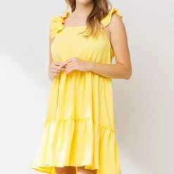 Purple Door Boutique Ladies' Golden Days Yellow Tiered Dress