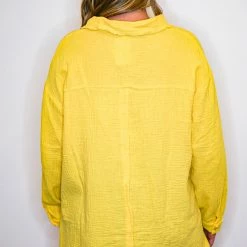 The Purple Door Boutique Sunset Stroll Yellow Gauze Top New Arrivals