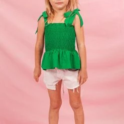Purple Door Boutique Youth Kelly Green Smocked Top New Arrivals