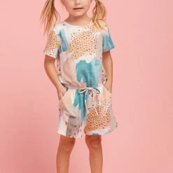 Purple Door Boutique Youth Blue Animal Print Romper Boutique Clothing