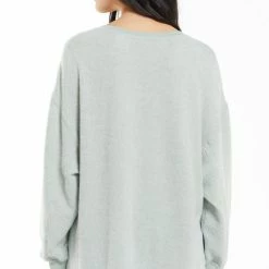 New Arrivals Z Supply Aqua Stone Cozy V Neck Weekender