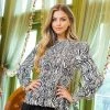 Purple Door Boutique Traditional Zebra Print Peplum Top New Arrivals